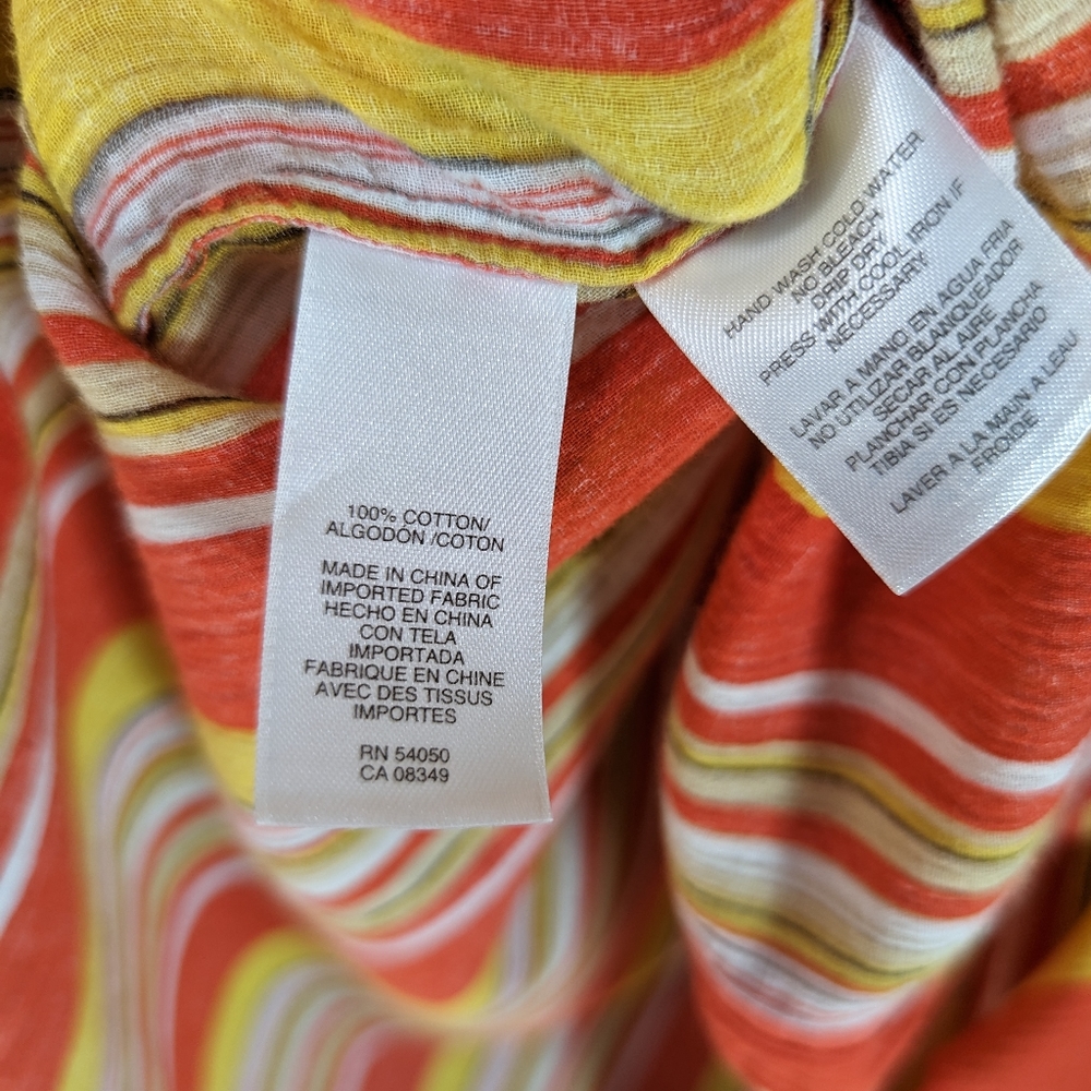 Orange Red Yellow Striped Blouse M Jones New York - Picture 9 of 16
